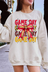 UL180P-E3091 Red Yellow Football Game Day Bow Plus Sweatshirt $25