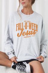 UL240P-E3143 Are You Fall O Ween Jesus Plus Long Sleeve Tee $17