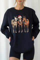 UL240P-E3182 Christmas Horses Graphic Plus Long Sleeve Tee $17