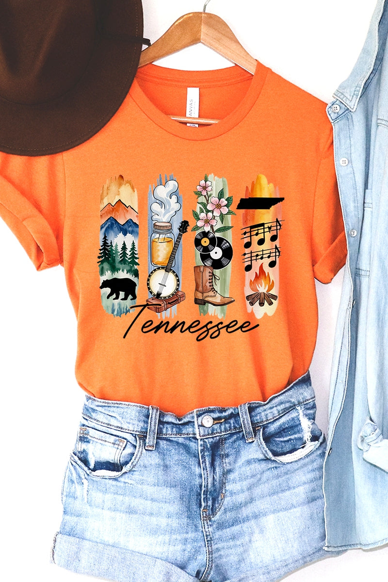 US3001P-E3061TN Tennessee State Brushstroke Graphic Plus Tee $16