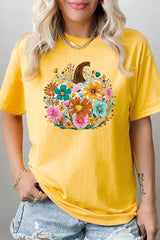5000-E3118 Floral Pumpkin Graphic Heavy Cotton Tee $9