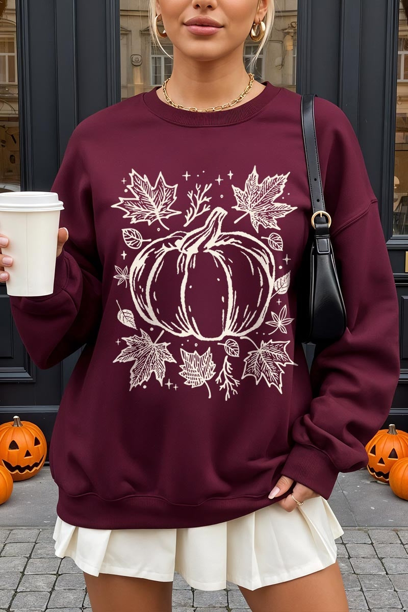 UL180-E3162 Fall Pumpkin Graphic Sweatshirt $20