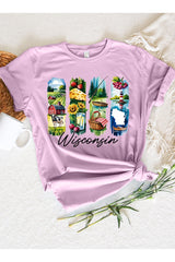 US3001-E3061WI Wisconsin State Brushstroke Graphic Tee $12.5