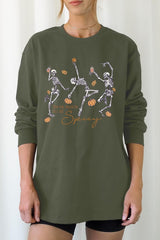 UL240-E3123 Halloween Skeleton Graphic Long Sleeve Tee $13.75