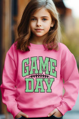UL180B-E3128Z Green Gingham Game Day Kids Graphic Sweatshirt $20