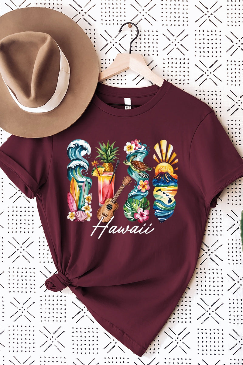 US3001-E3061HI Hawaii State Brushstroke Graphic Tee $12.5