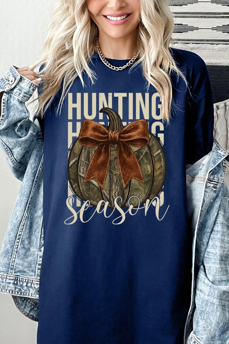 5000-E3190 Hunting Pumpkin Bow Graphic Heavy Cotton Tee $9