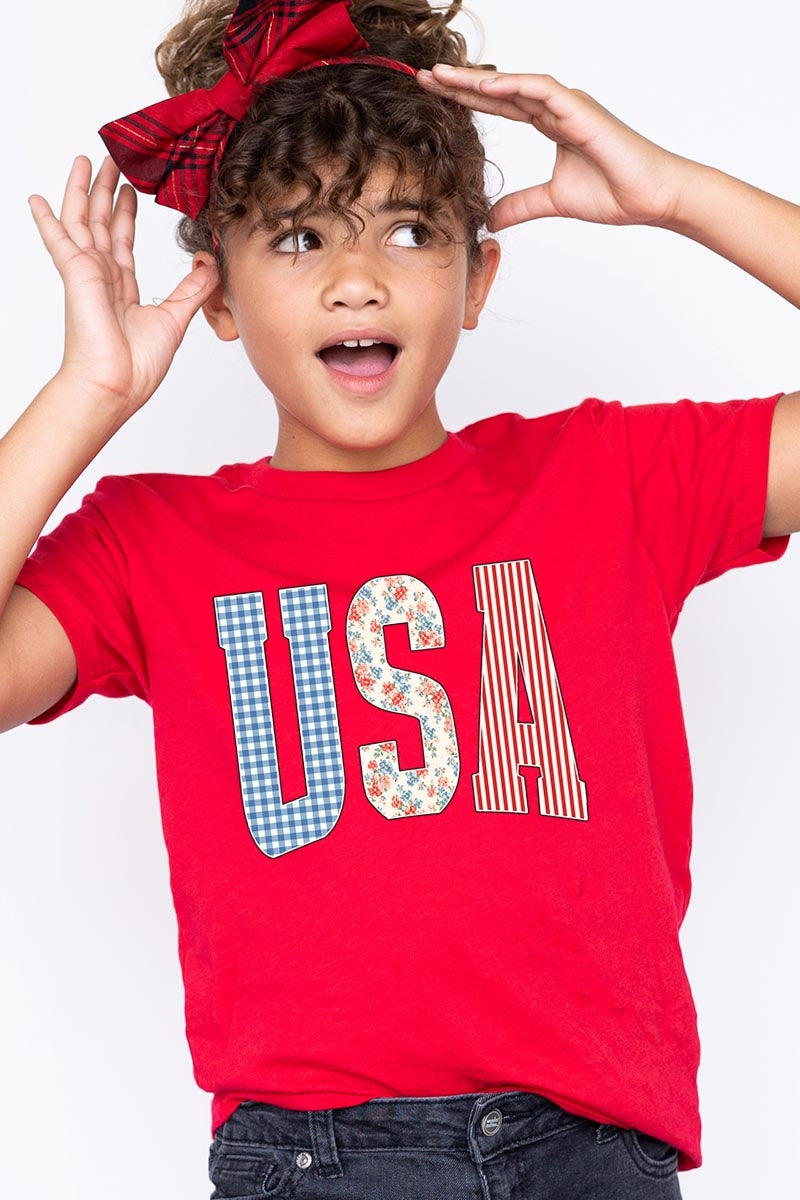 US3001Y-E3481Z USA Retro Kids Graphic Tee $11