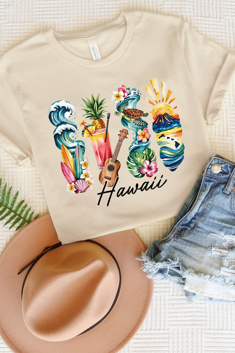 US3001P-E3061HI Hawaii State Brushstroke Graphic Plus Tee $16