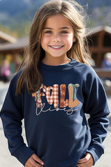 UL180B-E3071Z Fall Vibes Rustic Script Kids Graphic Sweatshirt $20