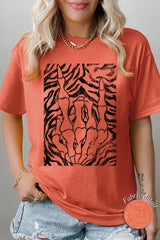 5000-E3177 Skeleton Hands Zebra Graphic Heavy Cotton Tee $9