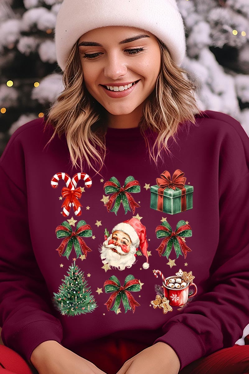 UL180-E3217 Santa Gifts & Bows Christmas Graphic Sweatshirt $20