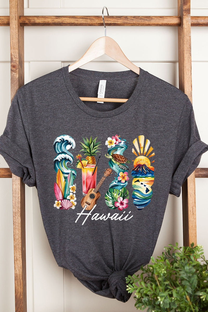 US3001P-E3061HI Hawaii State Brushstroke Graphic Plus Tee $16