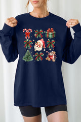 UL240P-E3217 Santa Gifts & Bows Christmas Graphic Plus Long Sleeve Tee $17