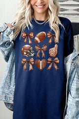 5000-E3054 Cute Football and Bow Graphic Heavy Cotton Tee $9