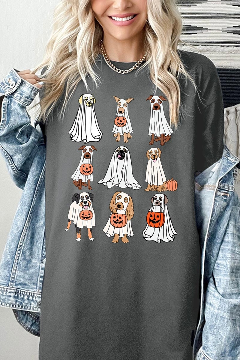 5000P-E3106 Halloween Ghost Dog Graphic Plus Heavy Cotton Tee $12.75