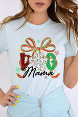 US3001-E3194 Dog Mama Christmas Paw Graphic Tee $12.5