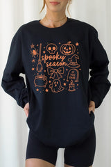 UL240-E3141 Halloween Doodle Graphic Long Sleeve Tee $13.75