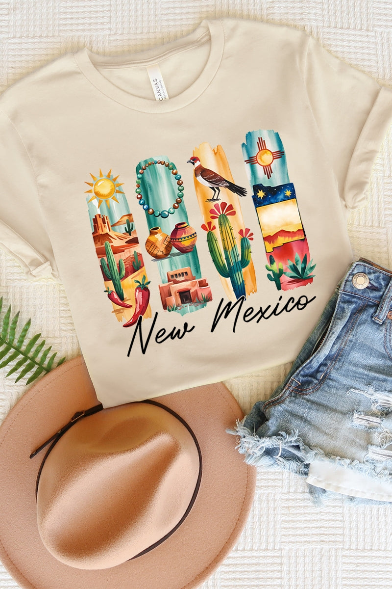 US3001P-E3061NM New Mexico State Brushstroke Graphic Plus Tee $16