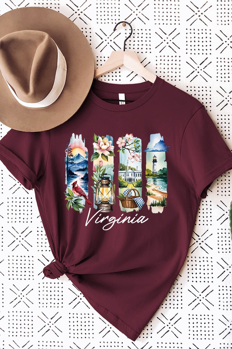 US3001-E3061VA Virginia State Brushstroke Graphic Tee $12.5