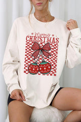 UL240-E3196 Cherry Ornament Christmas Graphic Long Sleeve Tee $13.75