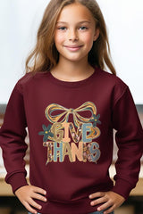 UL180B-E3154Z Give Thanks Bow Kids Graphic Sweatshirt $20