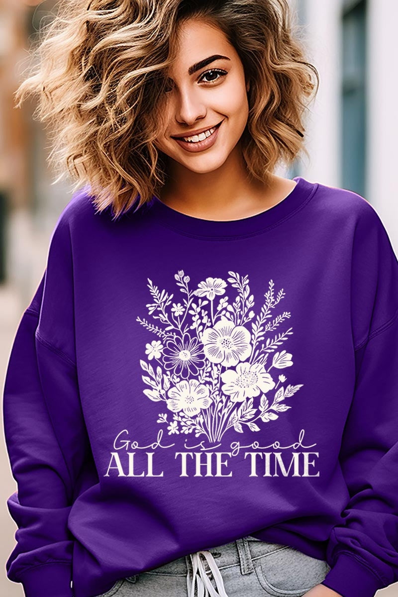 UL180-E3116 God Is Good Floral Graphic Sweatshirt $20