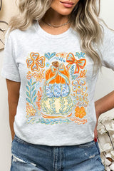 US3001P-E3153 Floral Pumpkin Stack Graphic Plus Tee $16