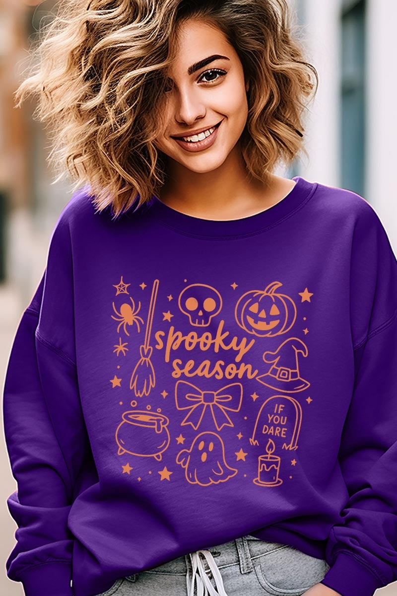 UL180-E3141 Halloween Doodle Graphic Sweatshirt $20