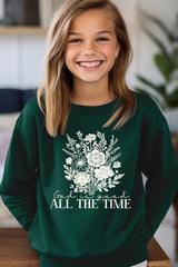 UL180B-E3116Z God Is Good Floral Kids Graphic Sweatshirt $20