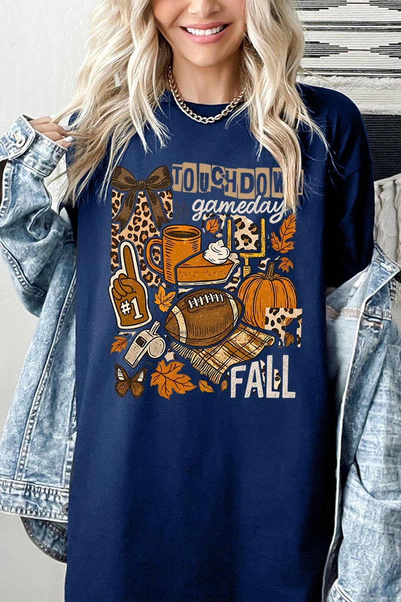 5000P-E3134 Fall Football Collage Plus Heavy Cotton Tee $12.75