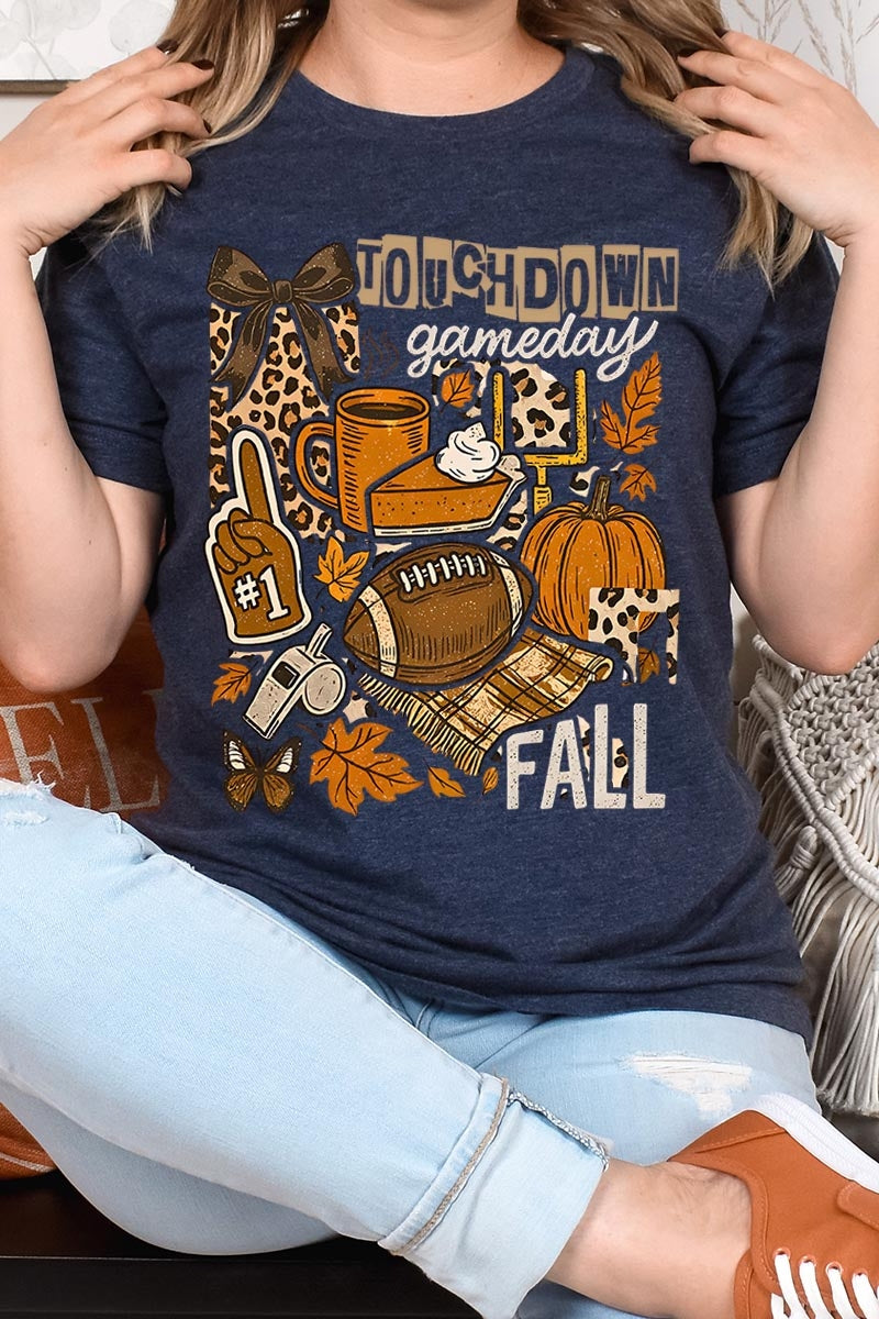 US3001P-E3134 Fall Football Collage Graphic Plus Tee $16