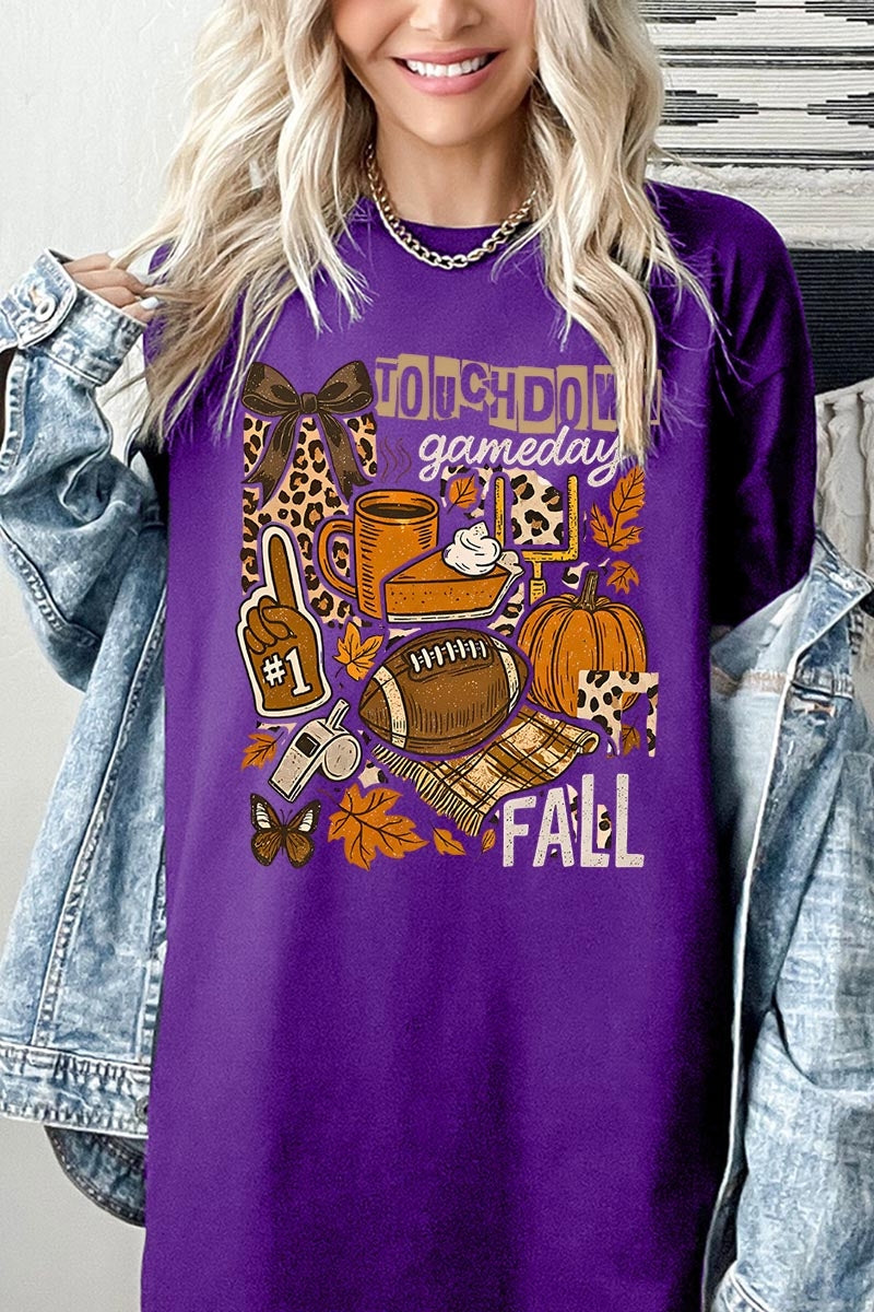 5000-E3134 Fall Football Collage Graphic Heavy Cotton Tee $9
