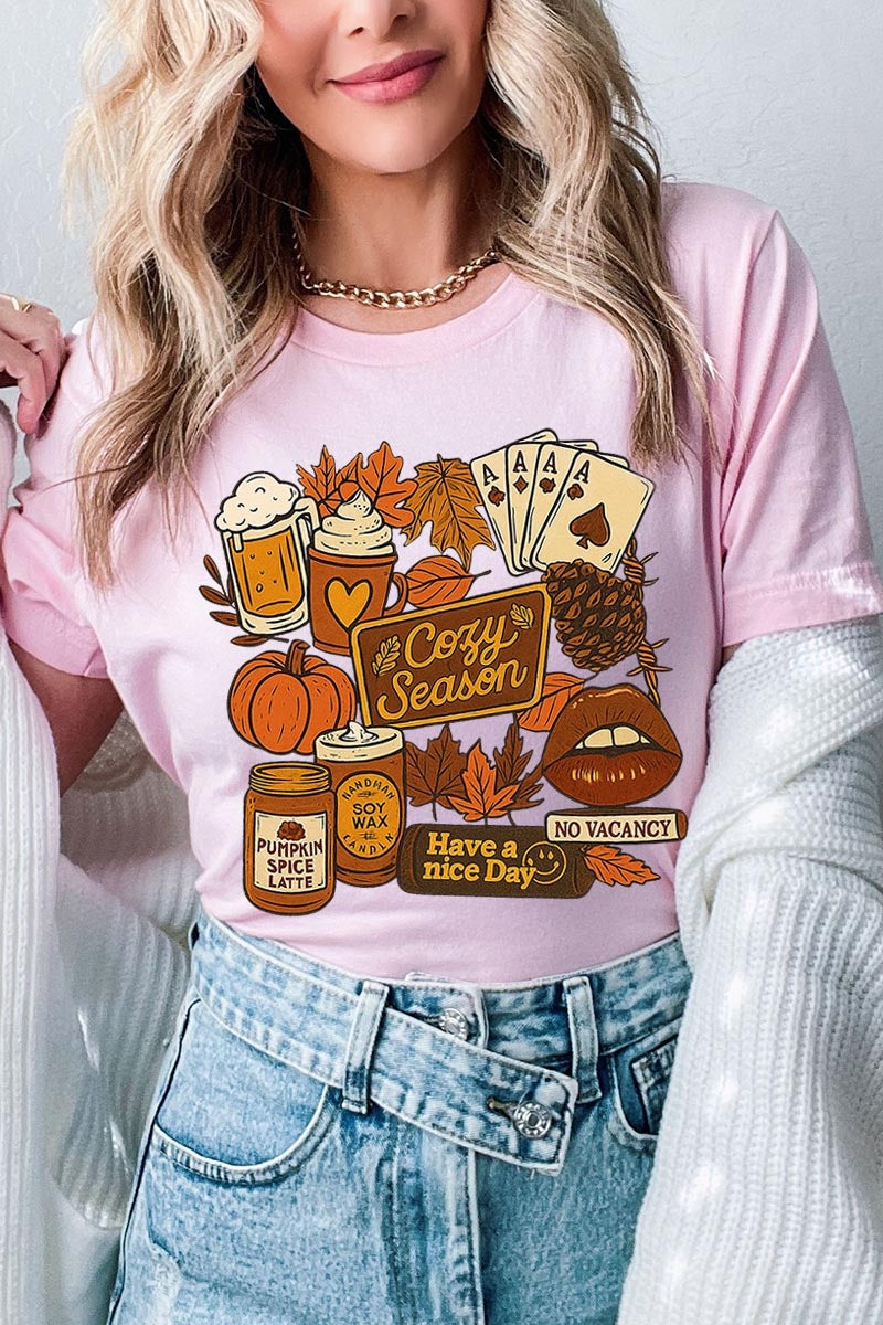 US3001P-E3119 Retro Fall Collage Graphic Plus Tee $16