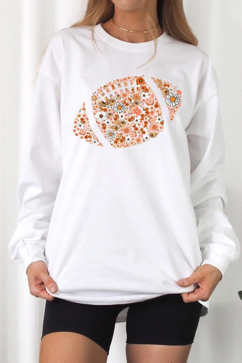 UL240P-E3133 Floral Football Graphic Plus Long Sleeve Tee $17