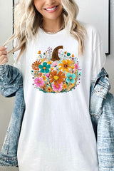 5000-E3118 Floral Pumpkin Graphic Heavy Cotton Tee $9