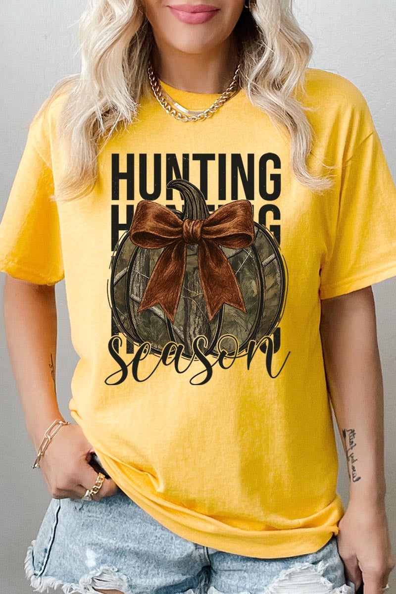 5000-E3190 Hunting Pumpkin Bow Graphic Heavy Cotton Tee $9