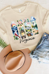 US3001-E3061VA Virginia State Brushstroke Graphic Tee $12.5