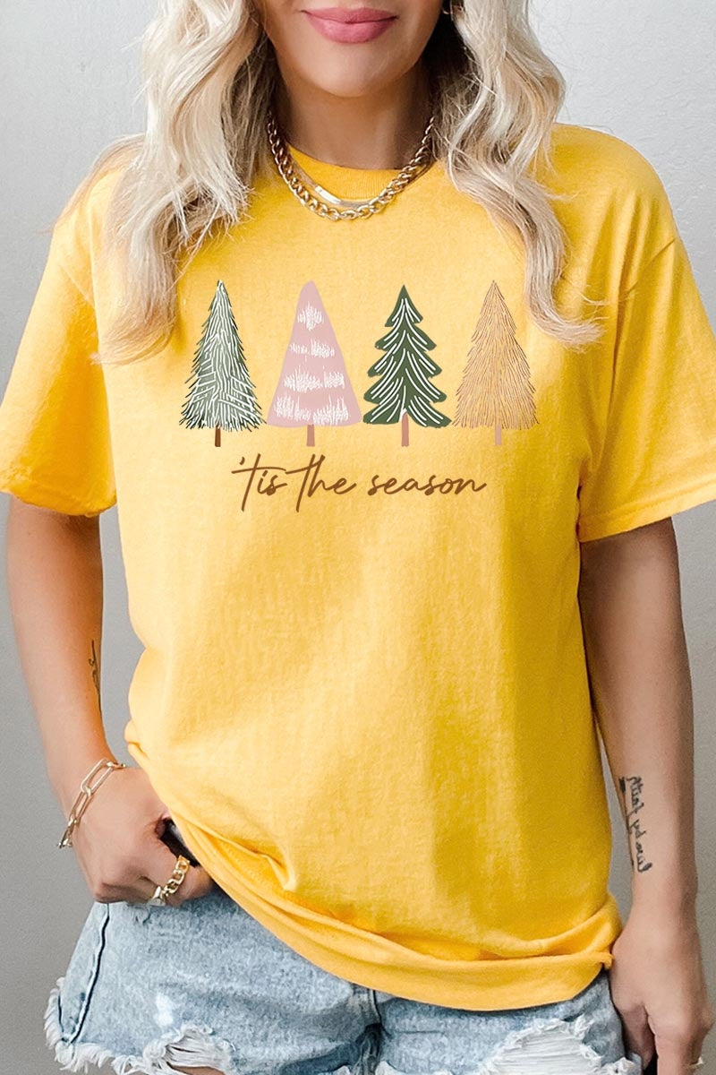 5000-E3218 Rustic Christmas Trees Graphic Heavy Cotton Tee $9