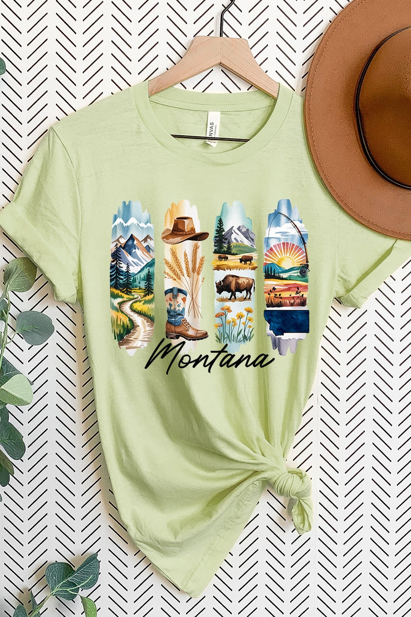 US3001-E3061MT Montana State Brushstroke Graphic Tee $12.5