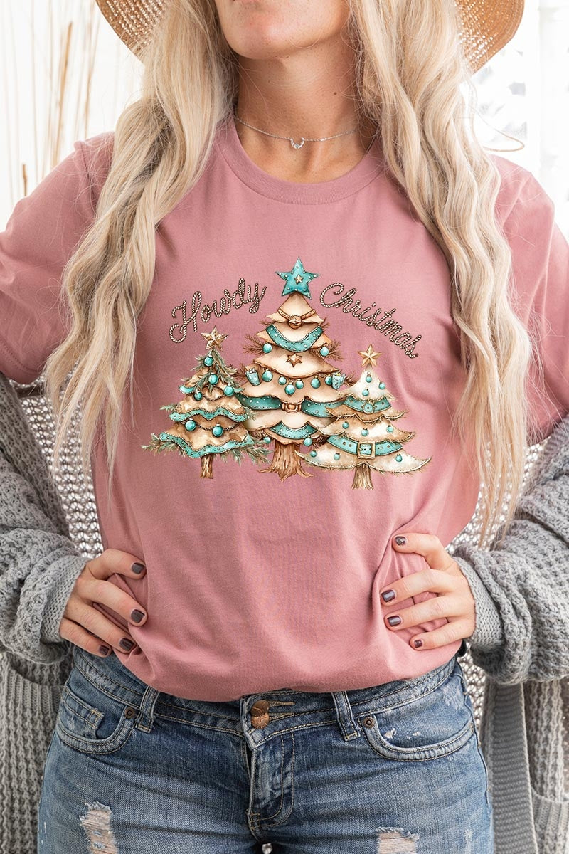 US3001P-E3185 Howdy Christmas Graphic Plus Tee $16
