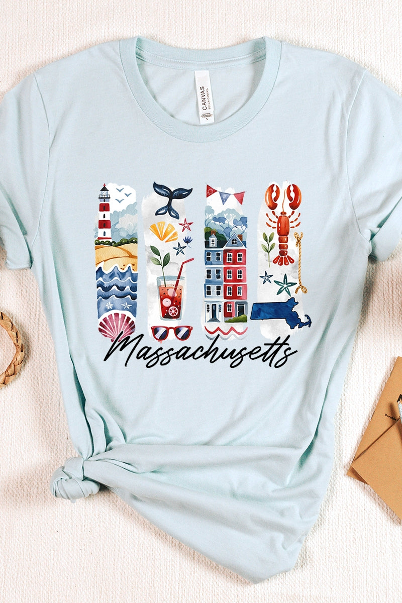 US3001P-E3061MA Massachusetts State Brushstroke Graphic Plus Tee $16