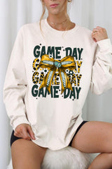 UL240P-E3090 Yellow Football Game Day Bow Plus Long Sleeve Tee $17