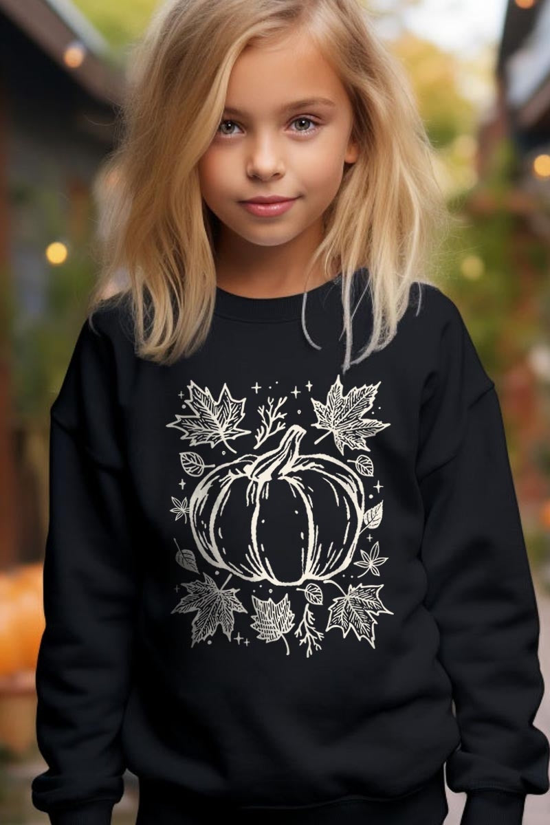 UL180B-E3162Z Fall Pumpkin Kids Graphic Sweatshirt $20