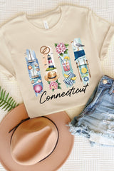 US3001P-E3061CT Connecticut State Brushstroke Graphic Plus Tee $16