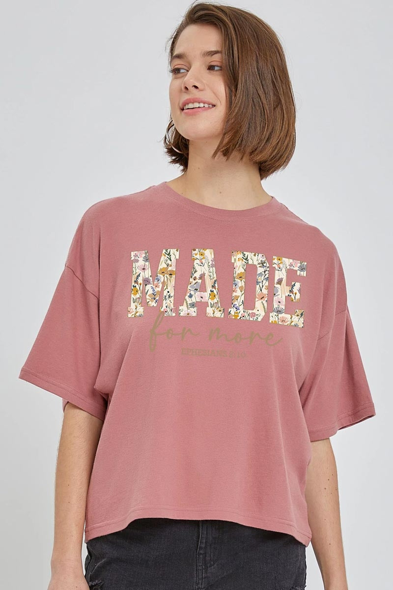 CTS-E3068 Made for More Faith Graphic Relaxed Crop Top $11