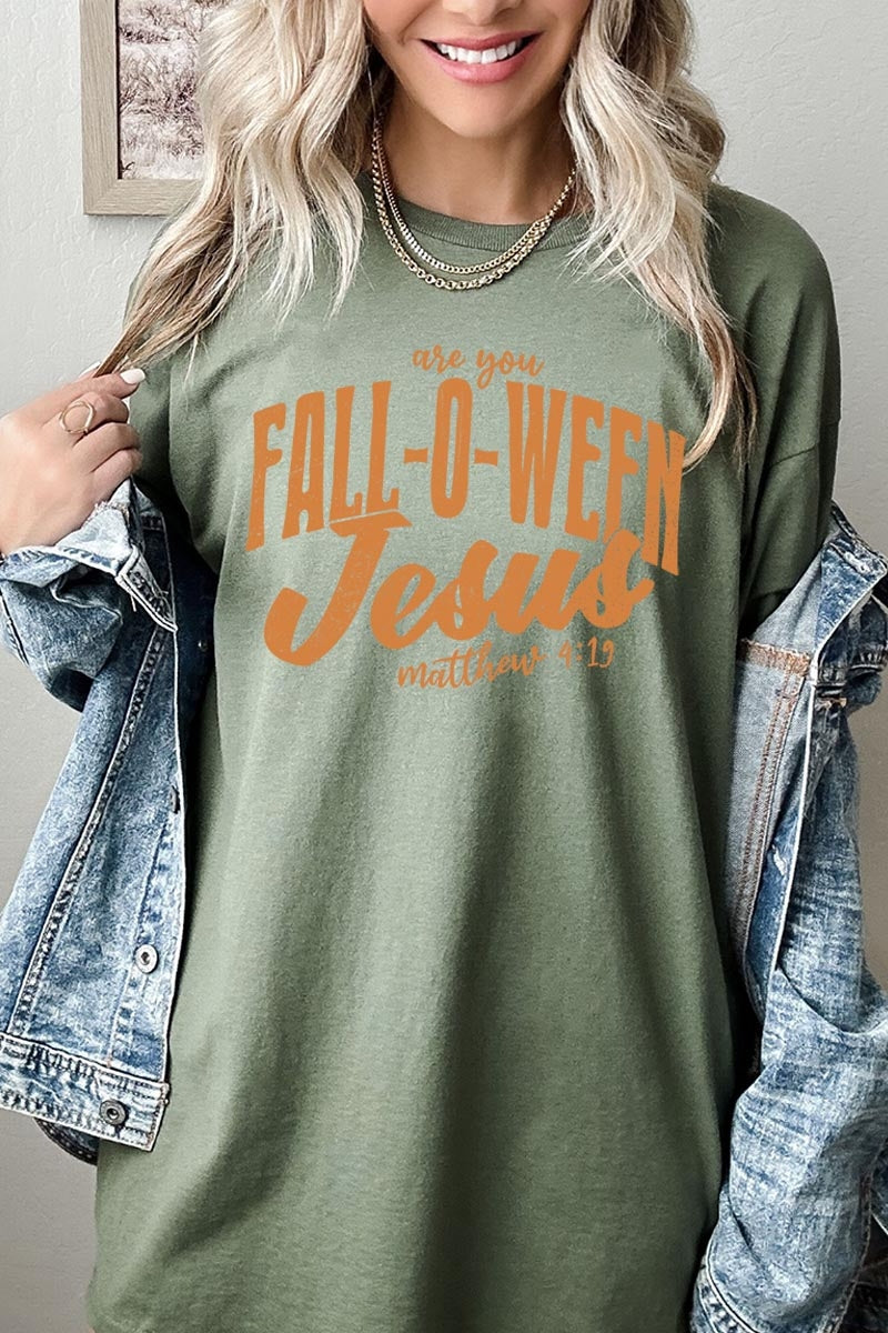 5000P-E3143 Are You Fall O Ween Jesus Plus Heavy Cotton Tee $12.75