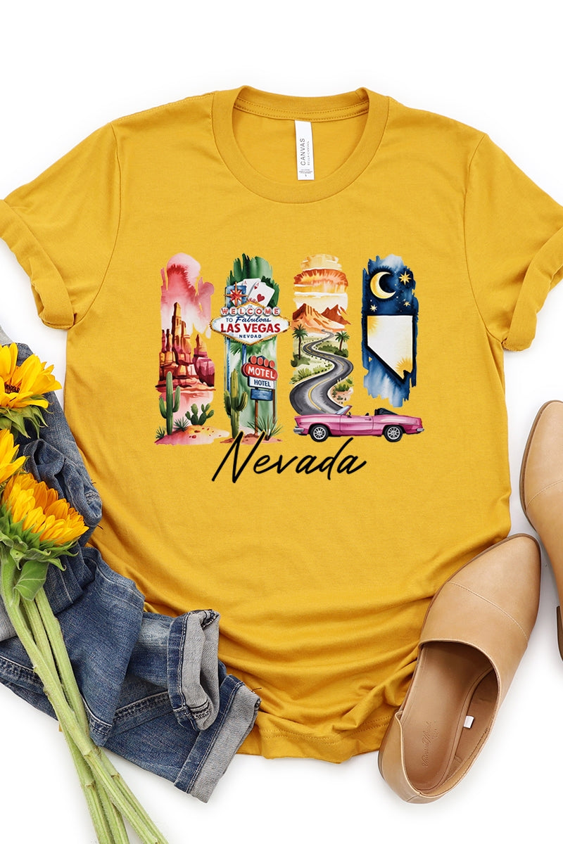 US3001-E3061NV Nevada State Brushstroke Graphic Tee $12.5