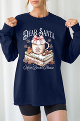 UL240P-E3205 Dear Santa Books Graphic Plus Long Sleeve Tee $17
