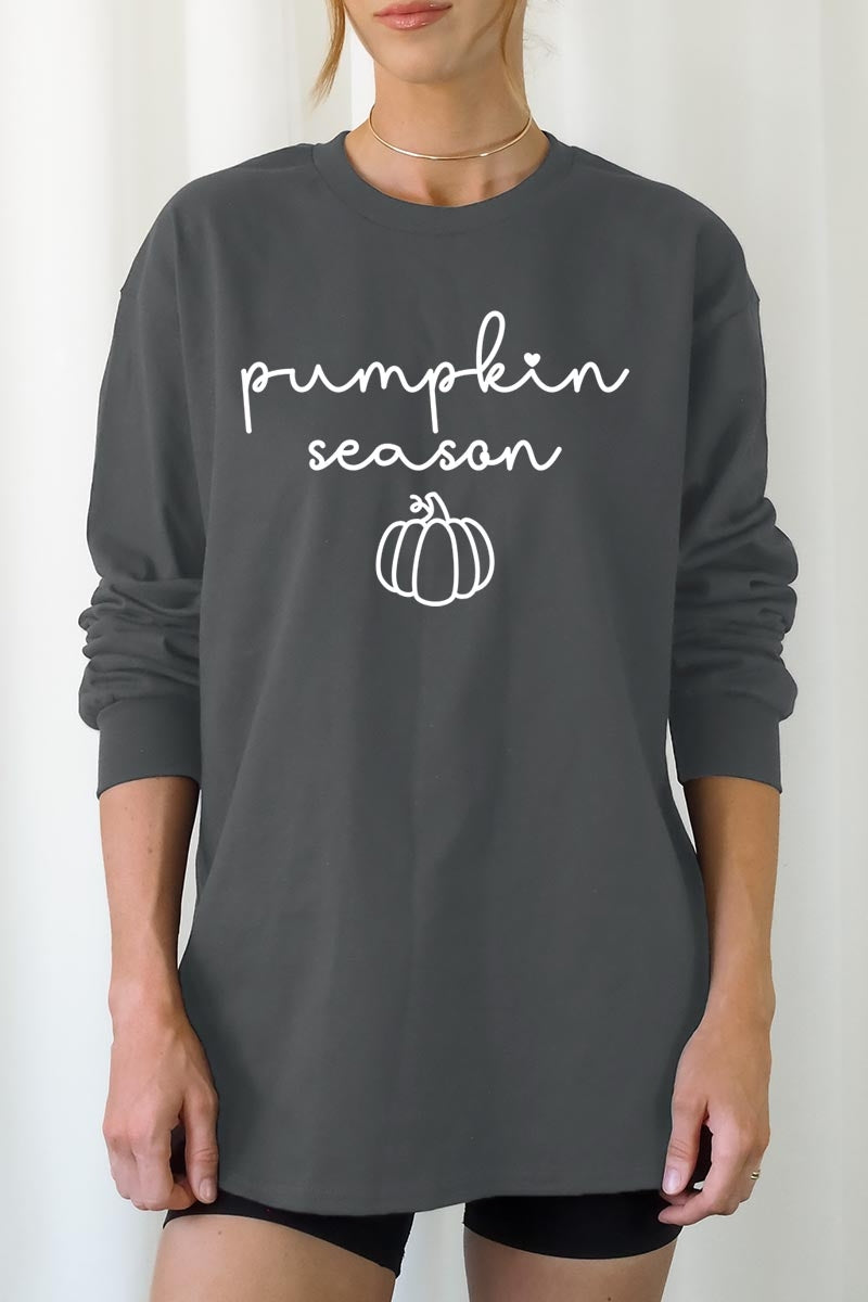 UL240-E3152 Pumpkin Season Graphic Long Sleeve Tee $13.75